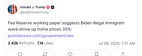 Trump on housing price inflation.