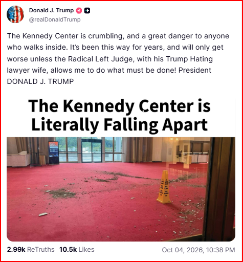 President Donald Trump's post on Truth Social | @realDonaldTrump/Truth Social